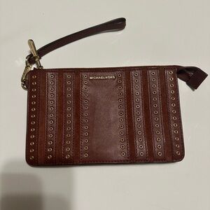 Michael Kors Chestnut Leather Wristlet